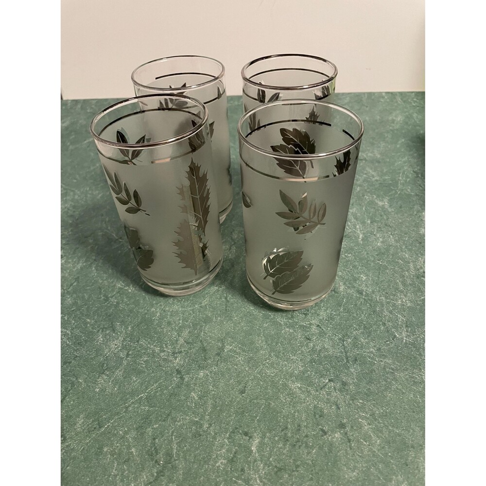 Vintage Libbey Silver Leaf High Ball / Whiskey Glasses set of 4-4 sets available
